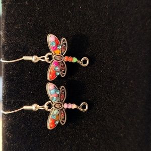 Colorful boho dragonfly earrings